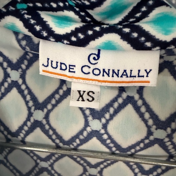 Jude Connally Womens XS (stretchy! prob fits small) navy aqua geometric mini - Picture 3 of 9